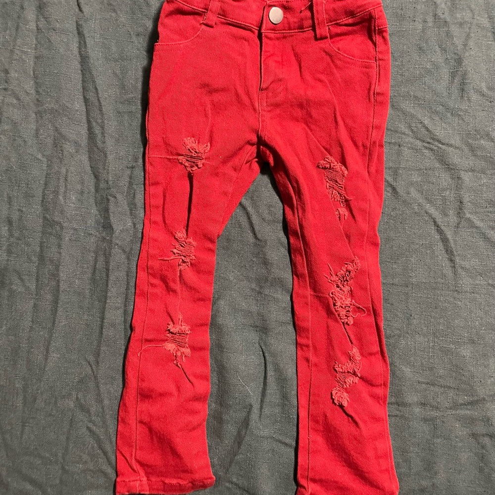 Raxtin 4T Distressed Red Jeans